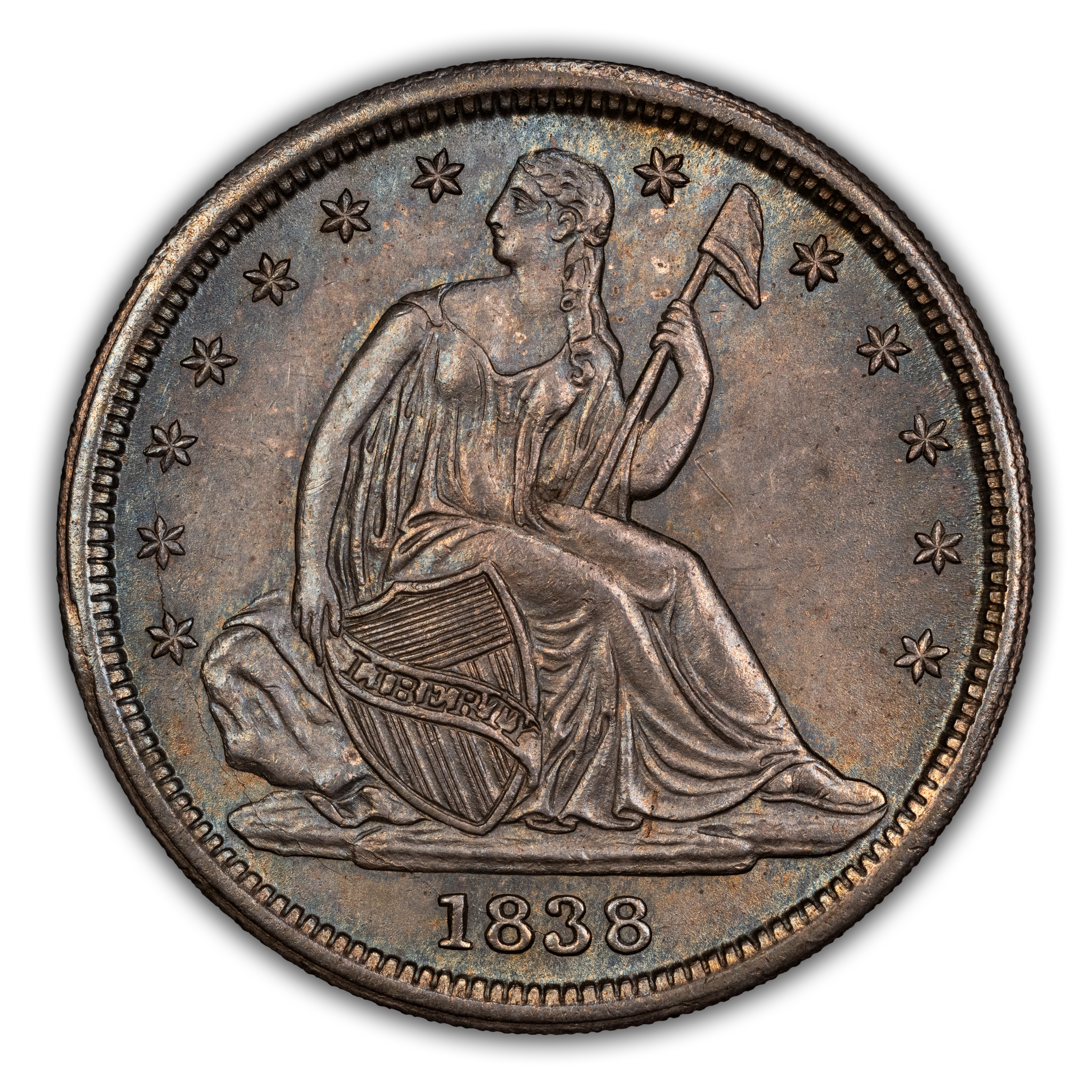 1838 10c No Drapery, Small Stars XF45 CAC thumbnail 5
