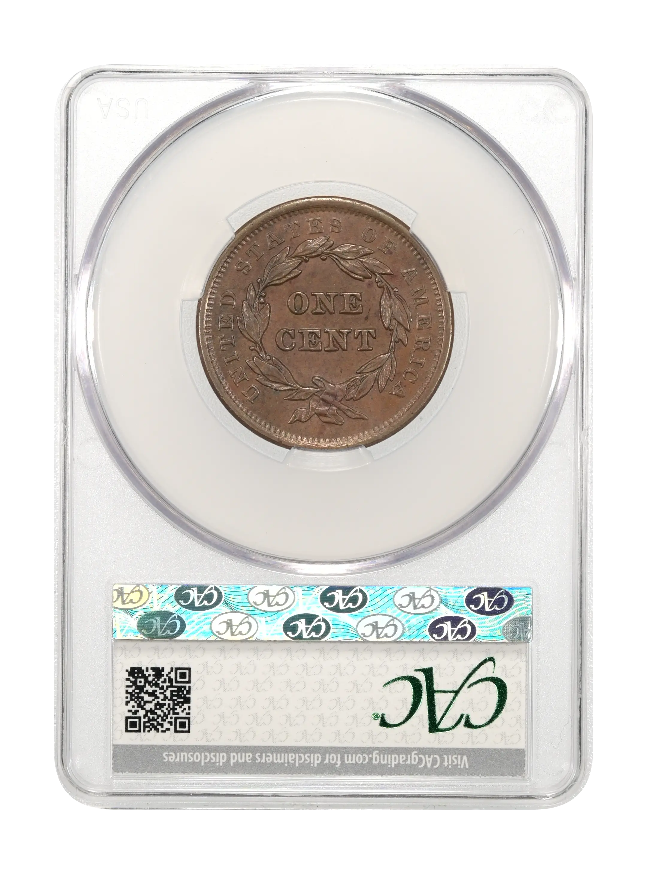 1842 1c Large Date, N-8 MS BN VF30 BN CAC thumbnail 6
