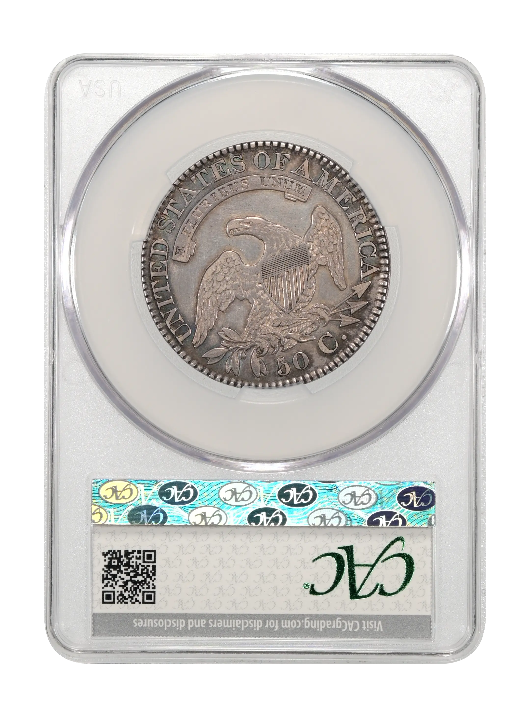 1827 50c Square Base 2, O-145 AU55 CAC thumbnail 19