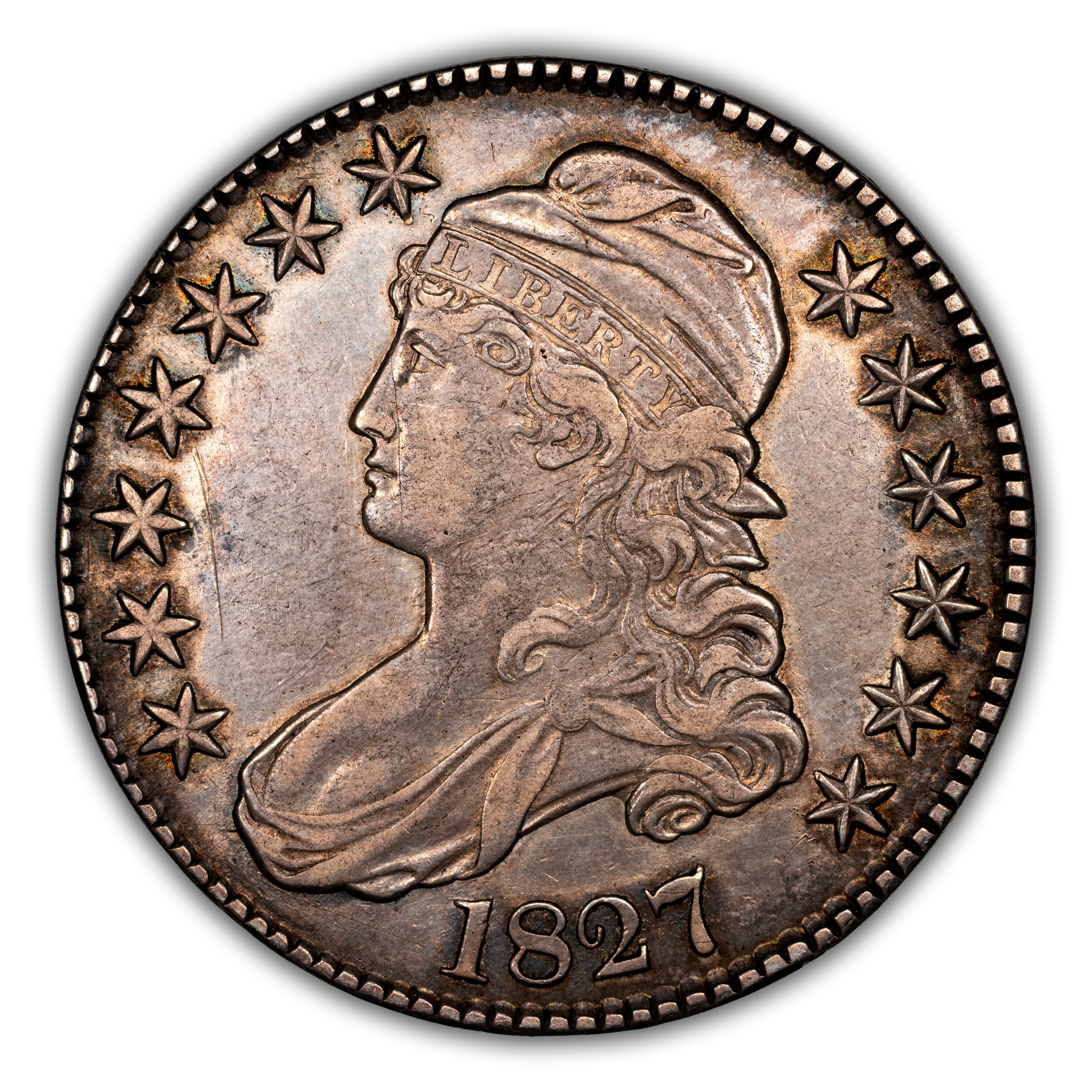 1827 50c Square Base 2, O-145 AU55 CAC thumbnail 3