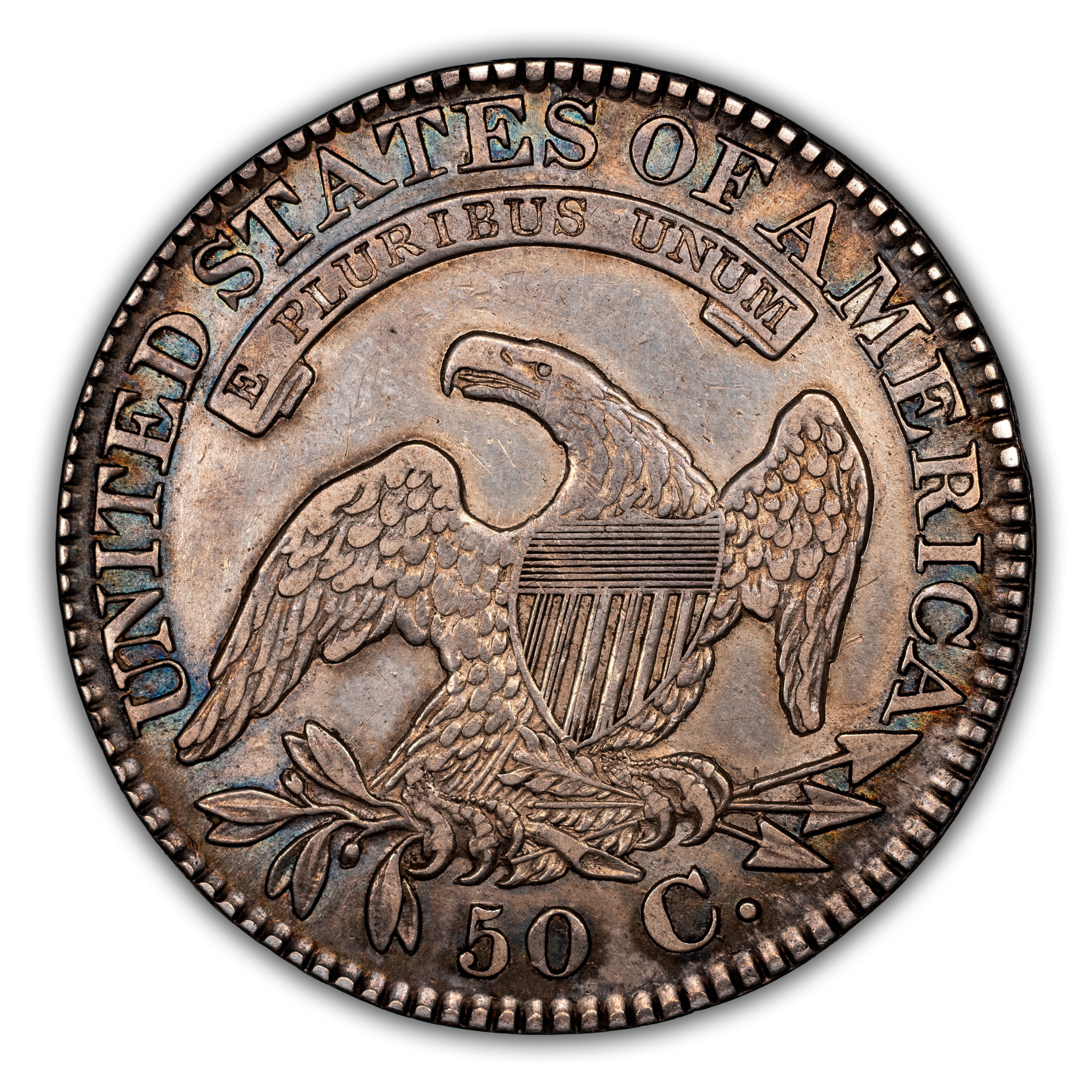 1827 50c Square Base 2, O-145 AU55 CAC thumbnail 9