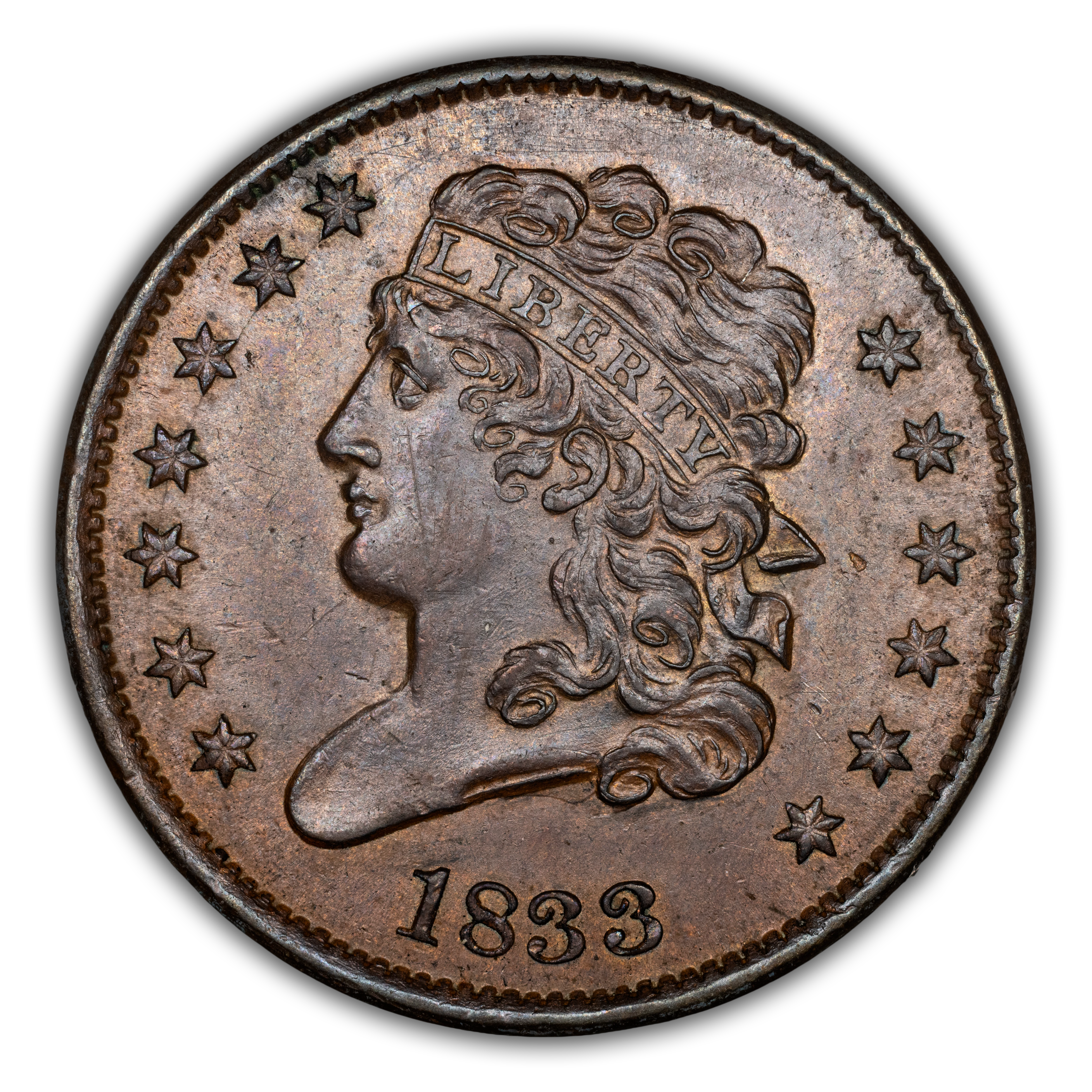 1833 1/2c MS BN AU50 BN CAC thumbnail 2