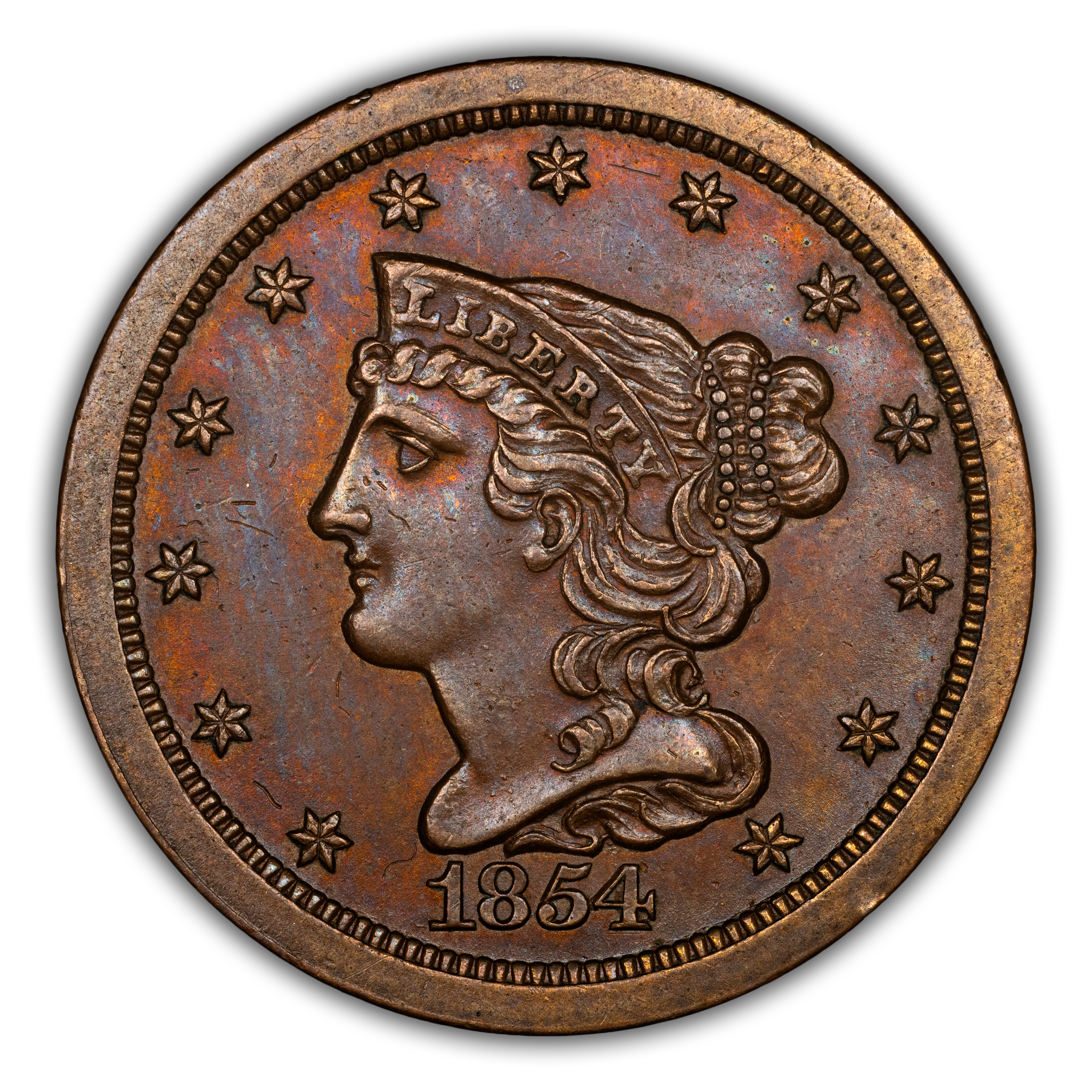 1854 1/2c MS BN AU50 BN CAC thumbnail 3