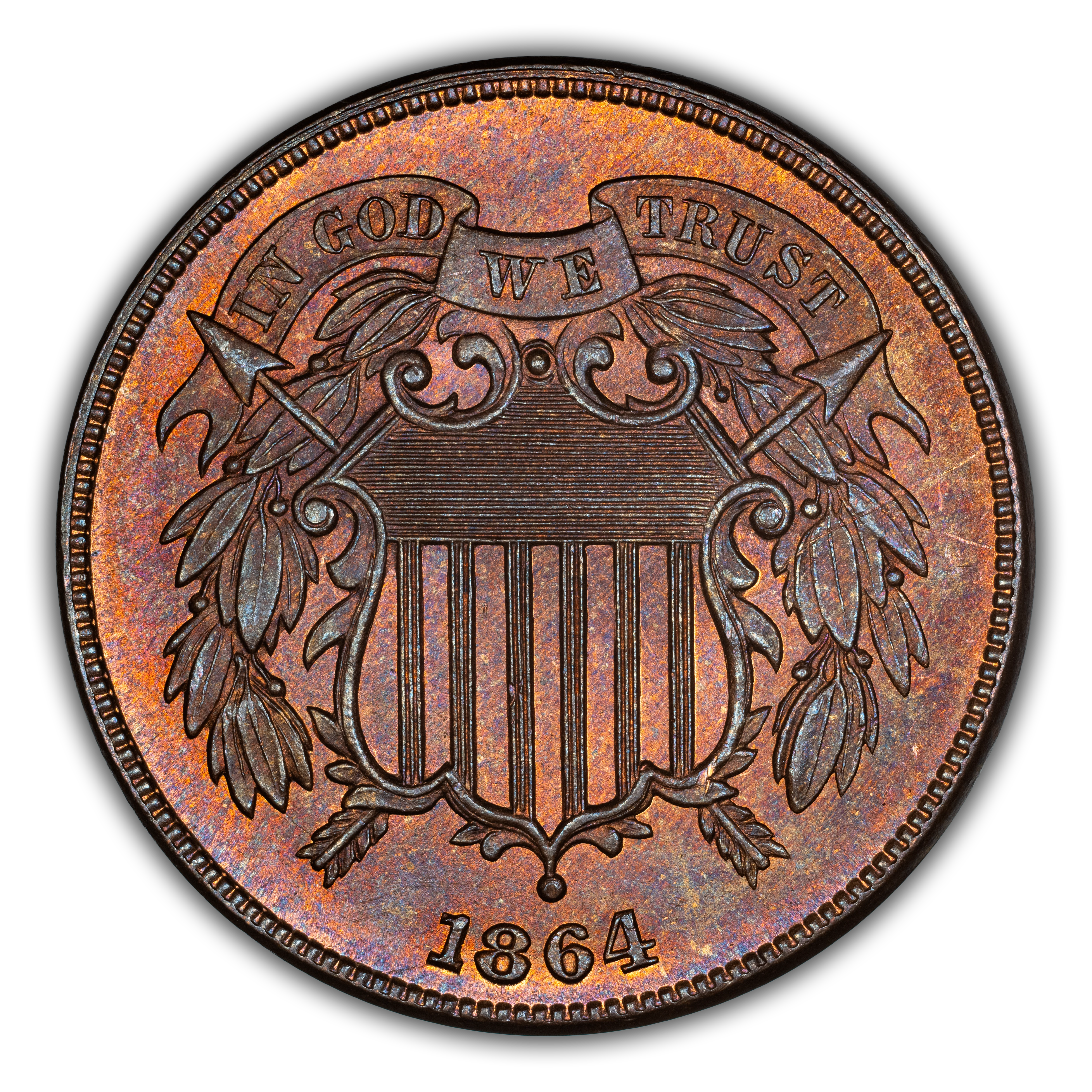 1864 2c Large Motto MS RB thumbnail 3