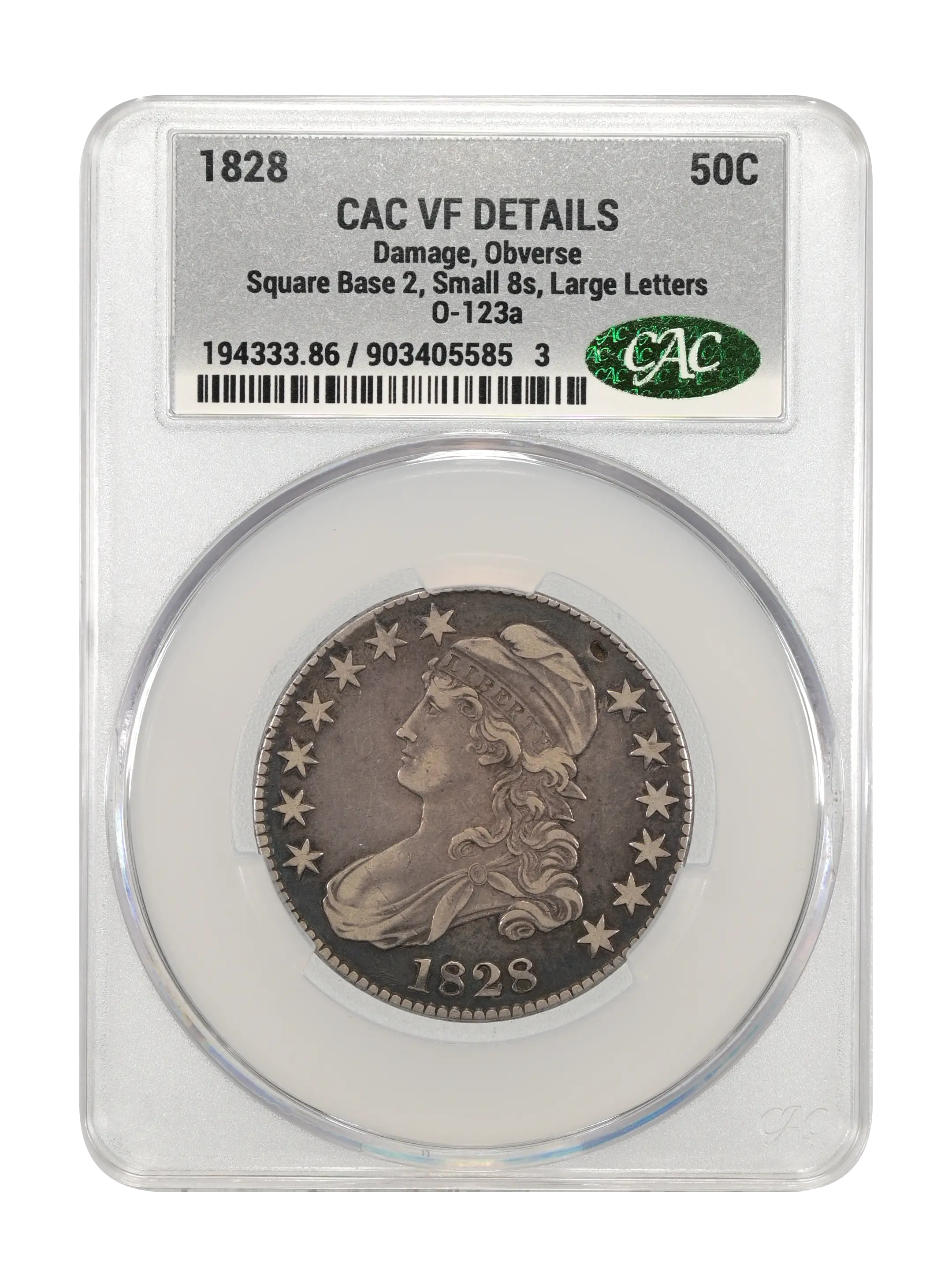 1828 50c Square Base 2, Small 8s, Large Letters, O-123a MS thumbnail 5