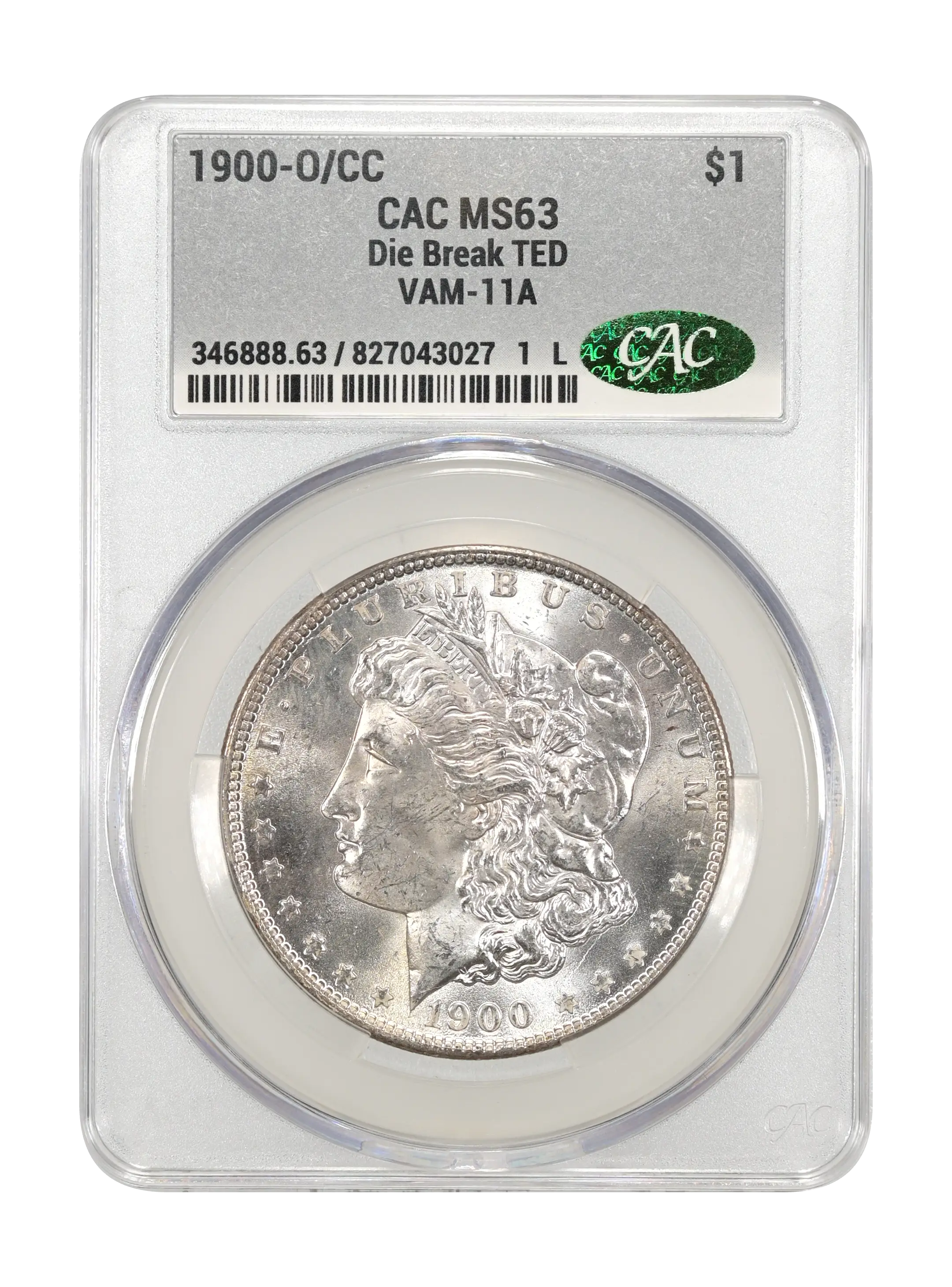 1900-O/CC $1  Die Break TED, VAM-11A MS thumbnail 8