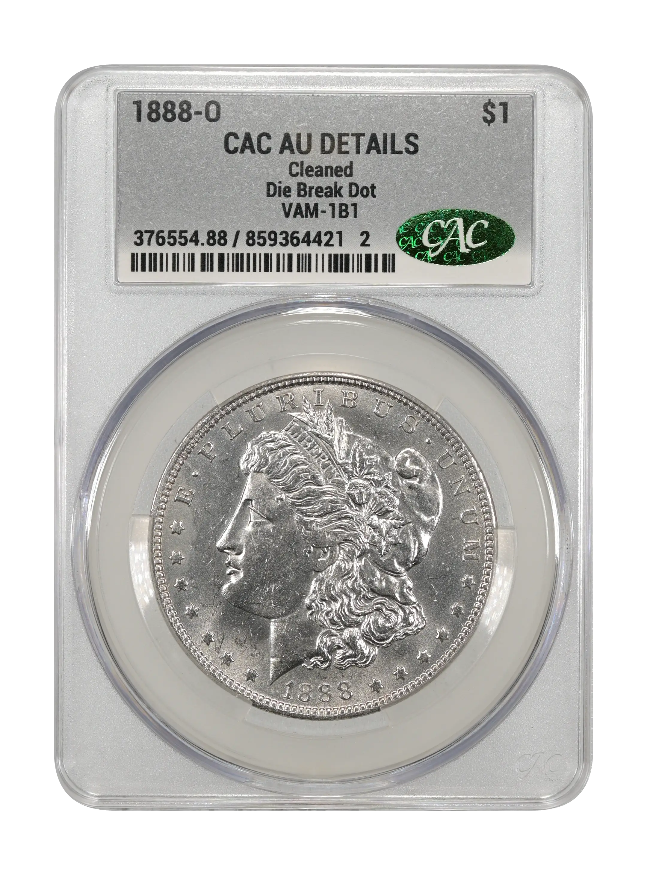 1888-O $1  Die Break Dot, VAM-1B1 MS thumbnail 3