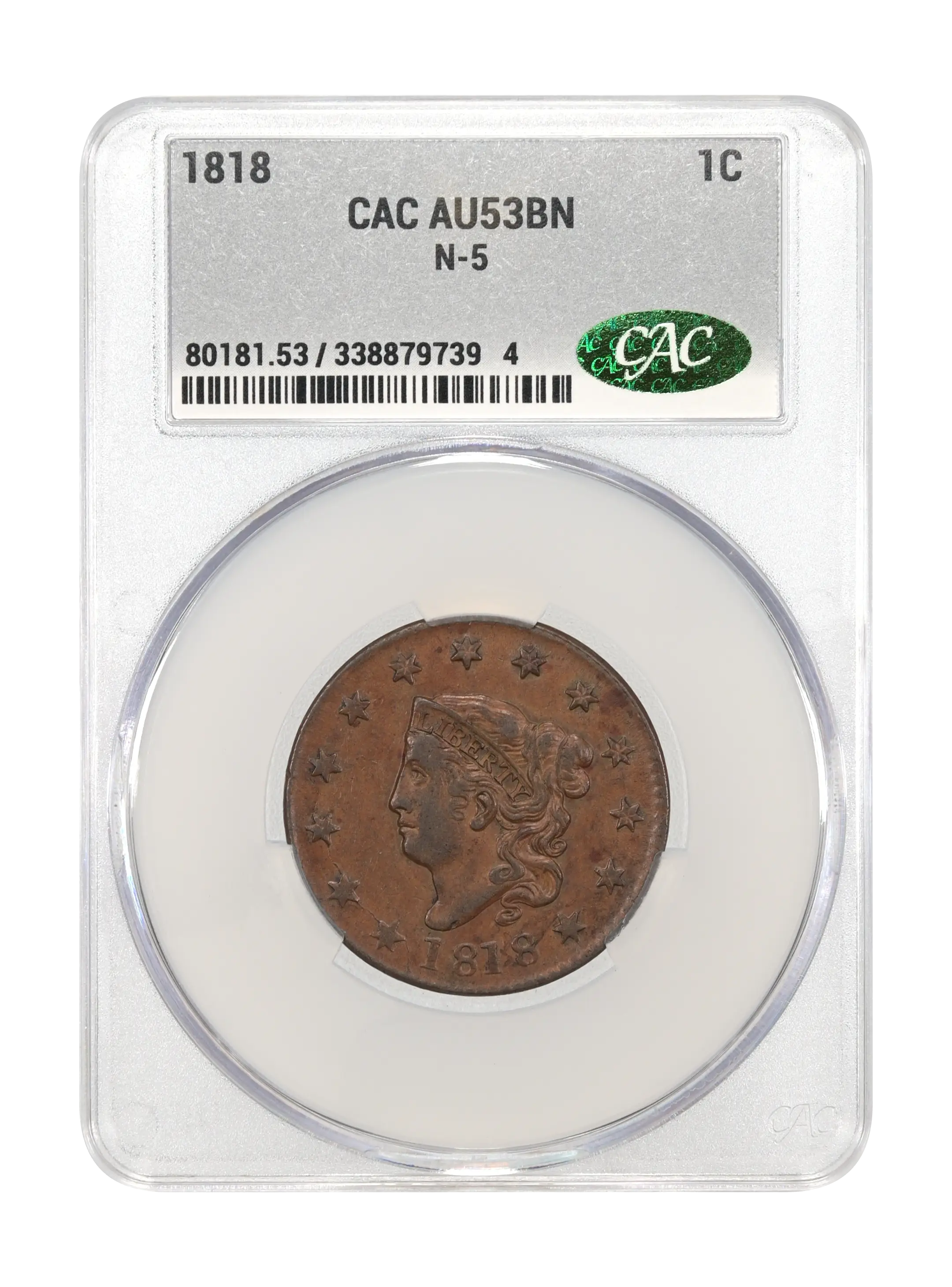 1818 1c N-5 MS BN AG3 BN CAC thumbnail 3
