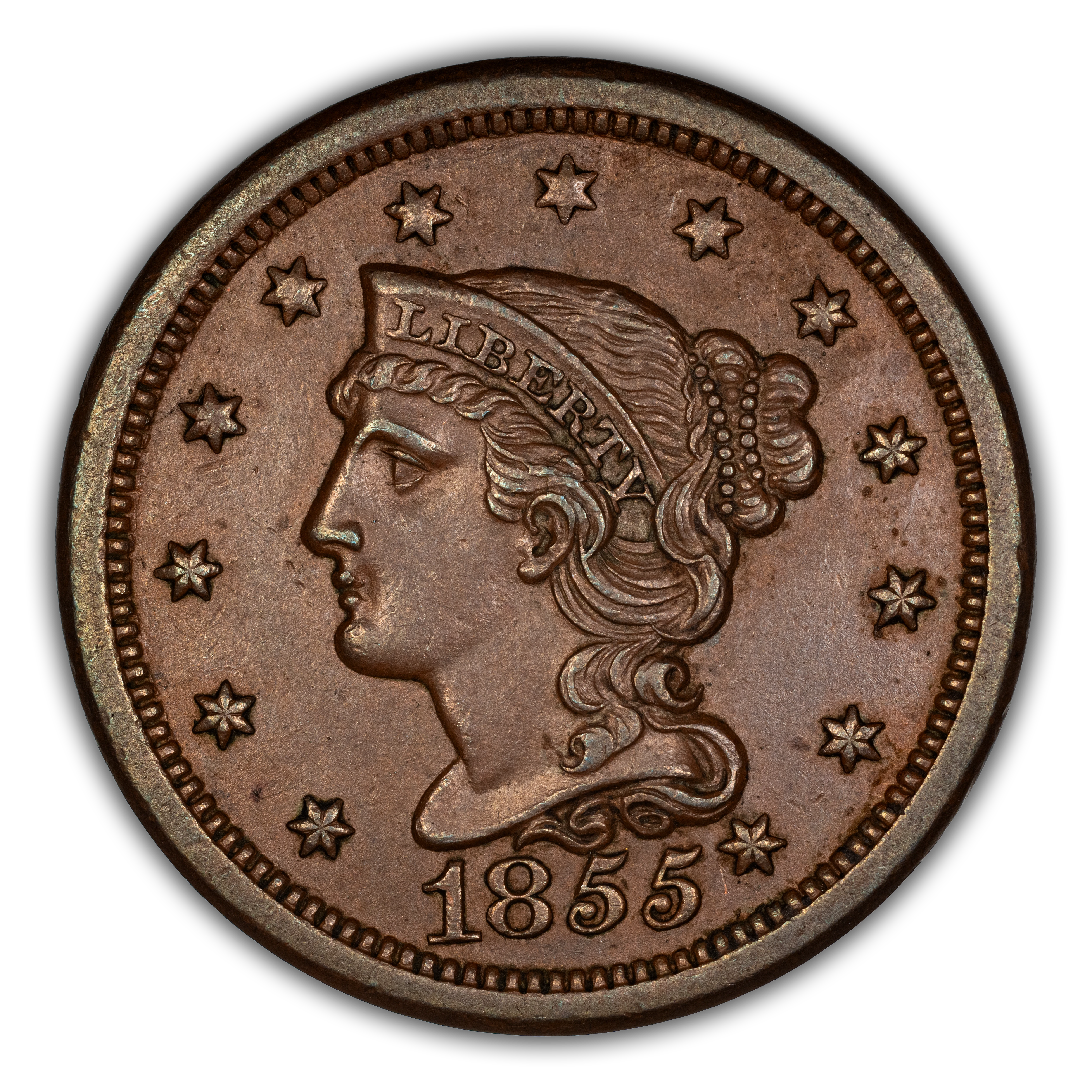 1855 1c Knob on Ear, N-9 MS BN VG10 BN CAC thumbnail 2