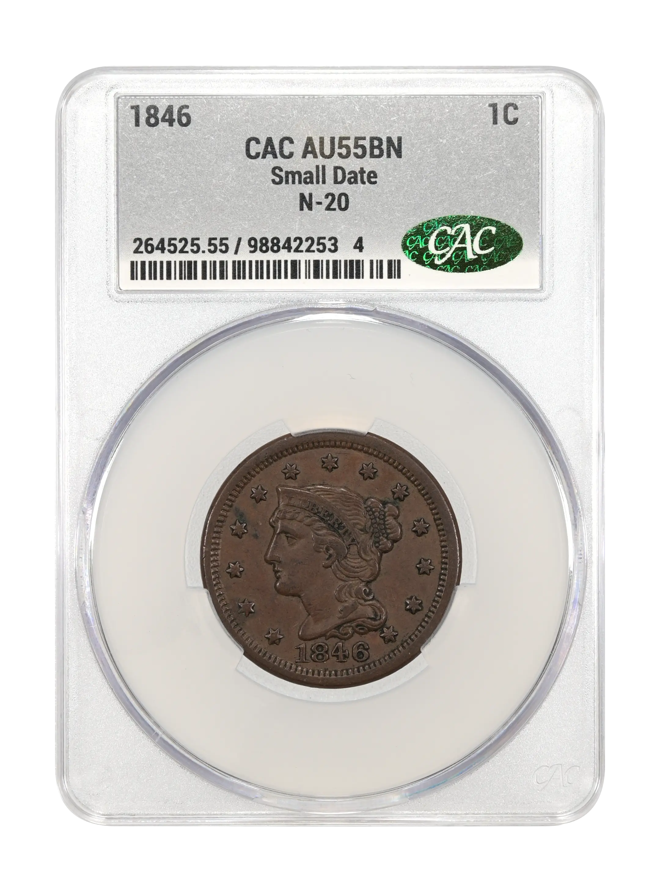 1846 1c Small Date, N-20 MS BN thumbnail 3