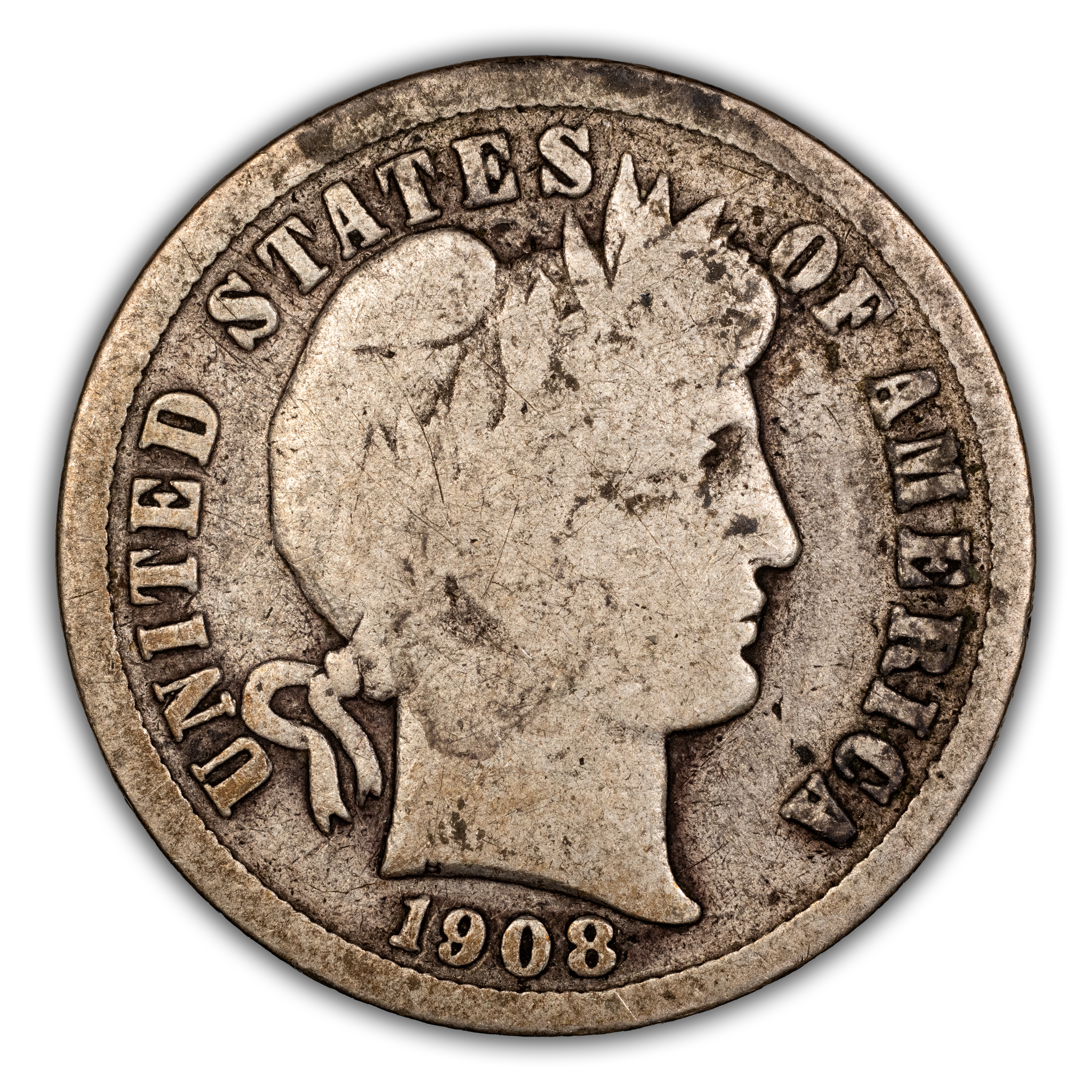 1908-D 10c Repunched Date, FS-303 VG10 thumbnail 2