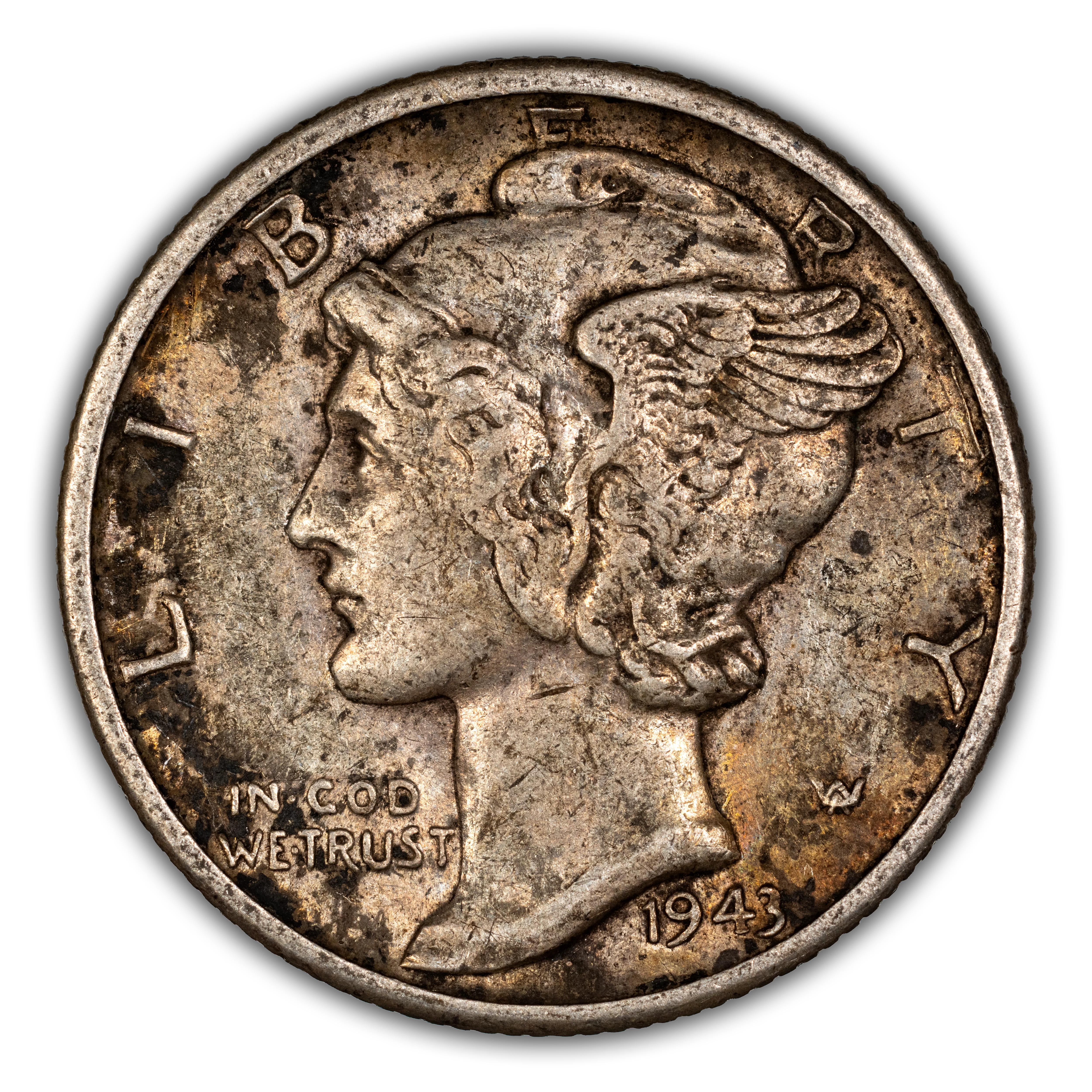 1943-S 10c AU55 CAC thumbnail 3