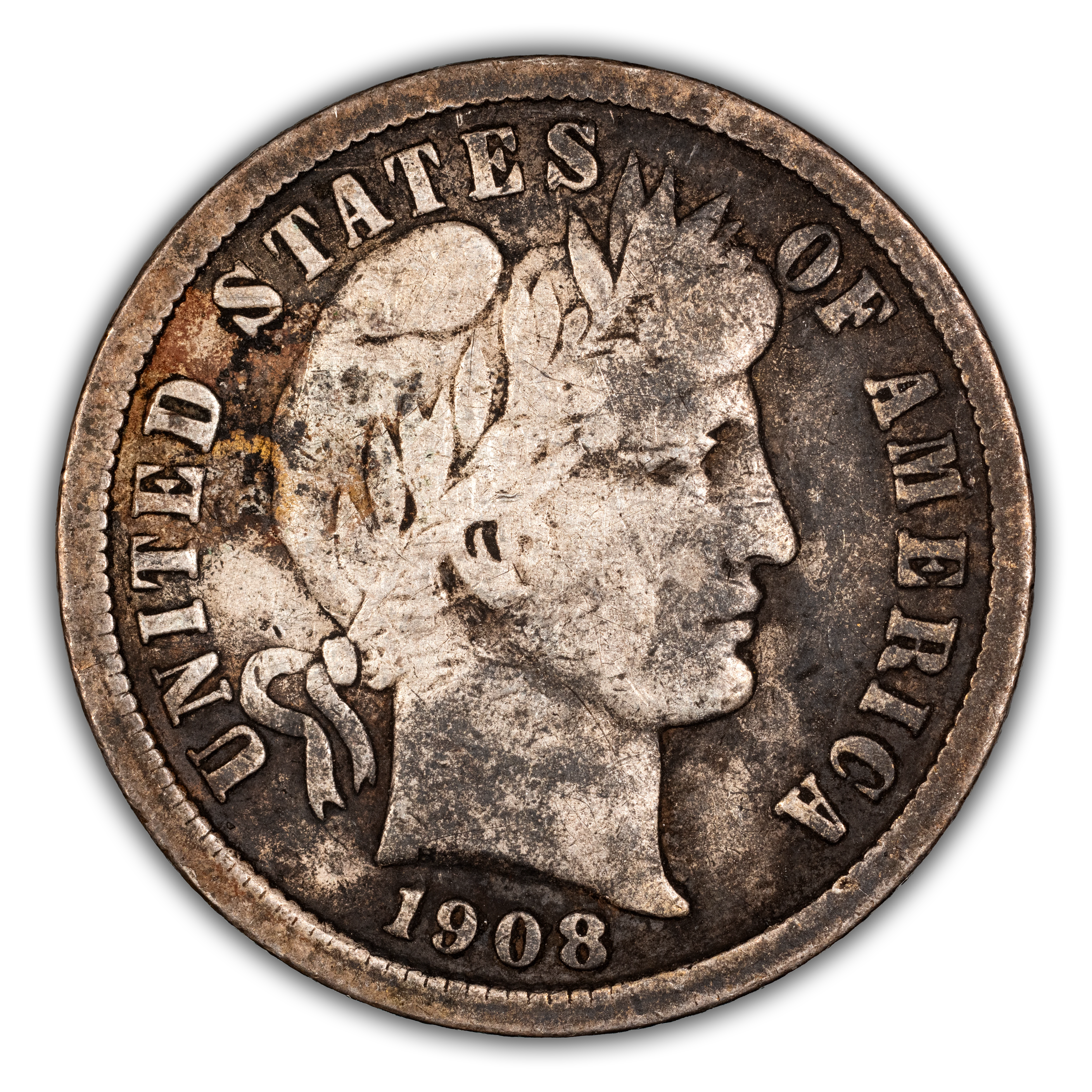 1908-D 10c Repunched Date, FS-303 VF35 thumbnail 2