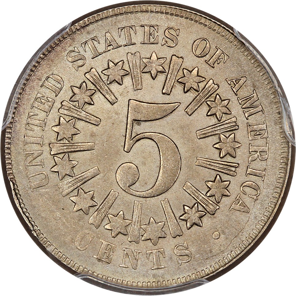 Shield Nickel 5c Rays, 1866-1867 MS [Type]