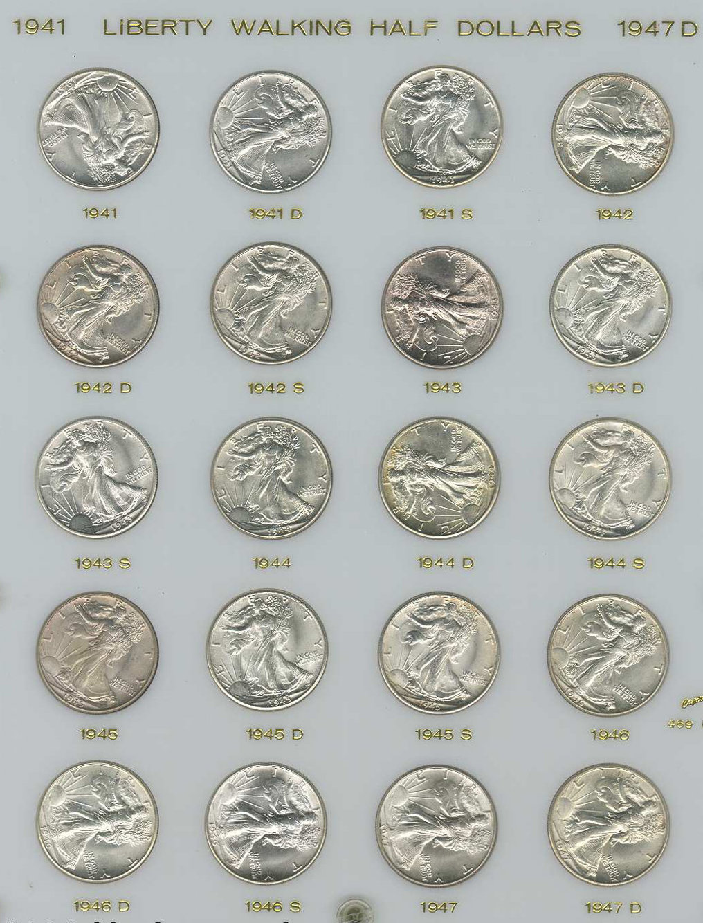 enlarged image for Walking Liberty Half Dollar Short Set: Now is a Great Time to Build a High-Grade Set Of Walkers