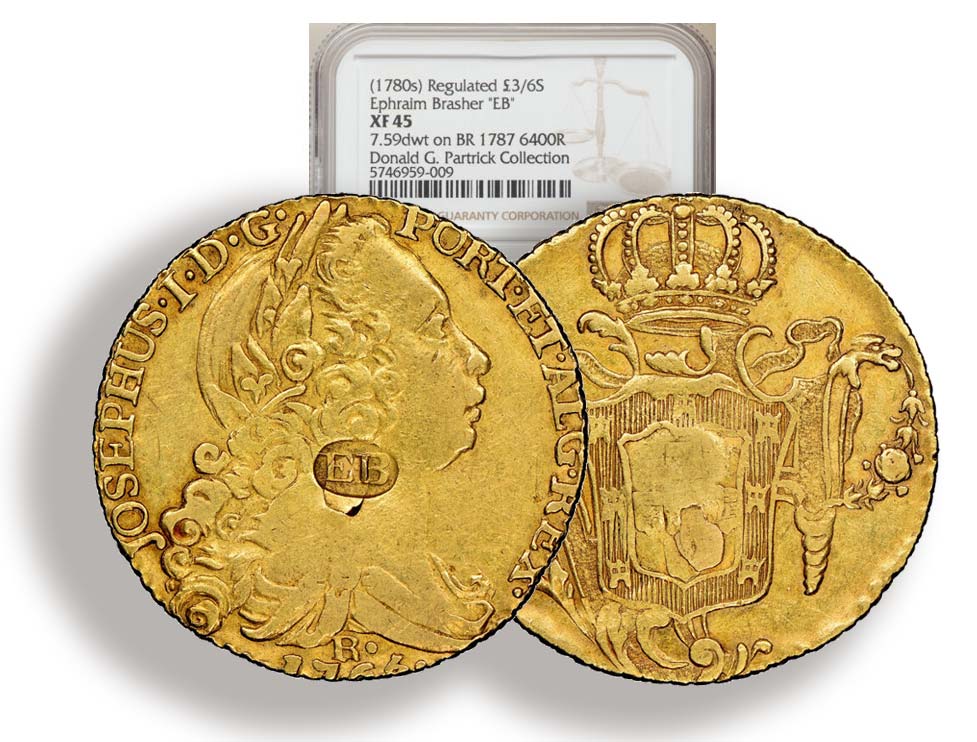 1766-R 6400 Reis gold Brazil with Brasher Mark