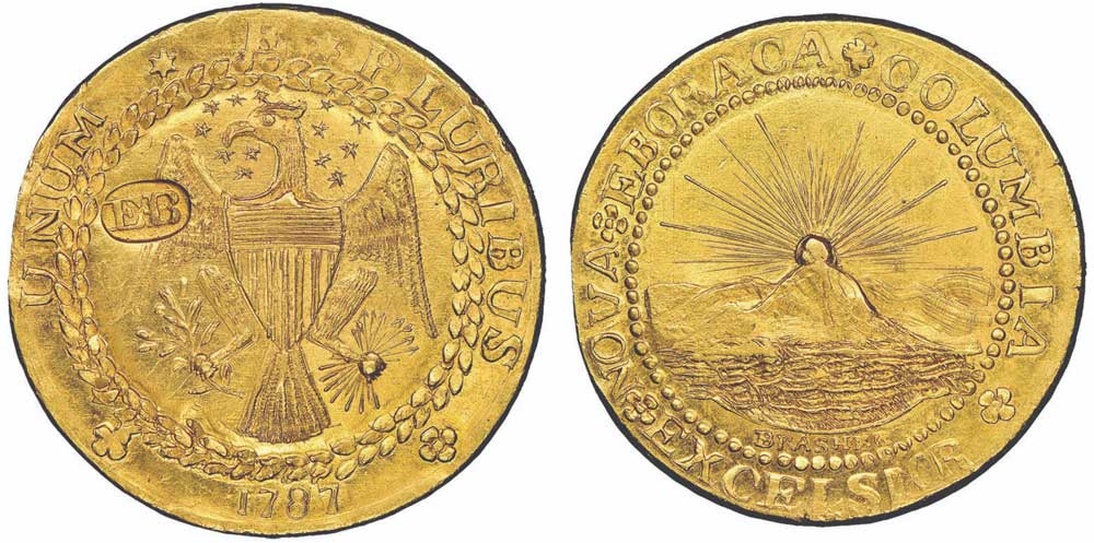 The Amazing New York Style Brasher Doubloon with "EB" Punch on the Eagle's Wing