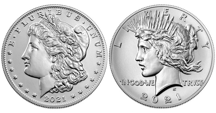 The Morgan Dollar set starts in 1878 and were produced annually until 1904. The design was restarted in 1921 but just for that one year in order to alleviate a silver shortage, caused in part by the Great World War that ended in 1918.