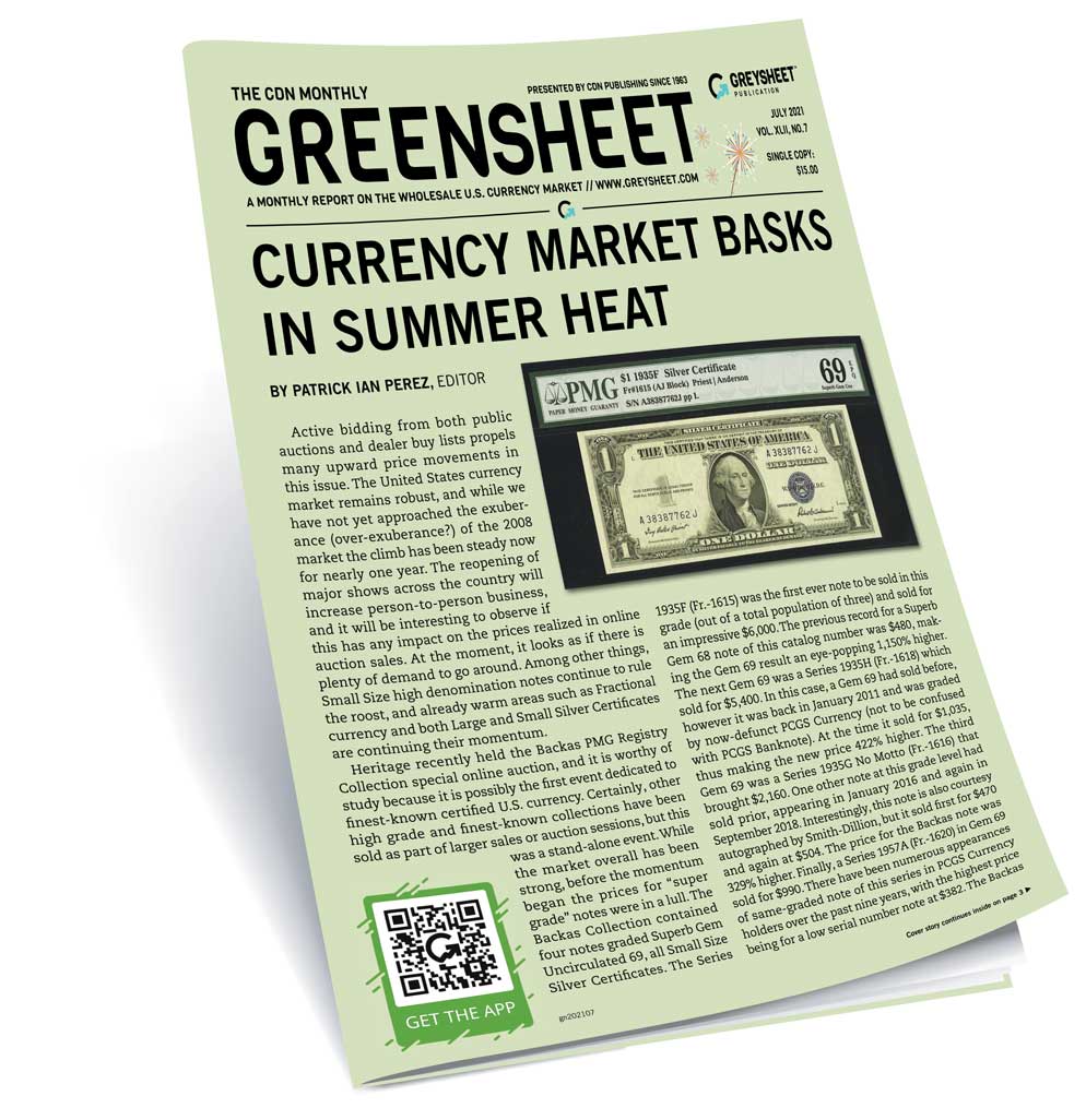 thumbnail image for July 2021 Greensheet Market Report: Currency Market Basks in Summer Heat
