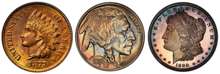 Every coin in the Silver Springs Collection has been graded by PCGS and most rank among the finest graded by that service. Highlights include a Gem MS-65 RD (PCGS) 1877 Indian cent, an MS-66 (PCGS) 1919-D Buffalo nickel, and a Proof-66 Cameo (PCGS) CAC 1890 Morgan dollar.