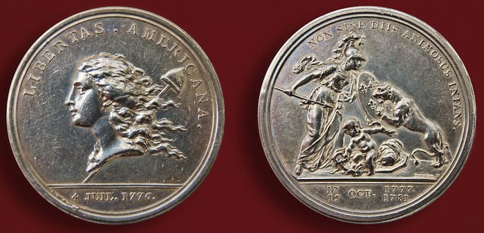 One of the Libertas Americana Medals that Benjamin Franklin Received on April 4th, 1783.