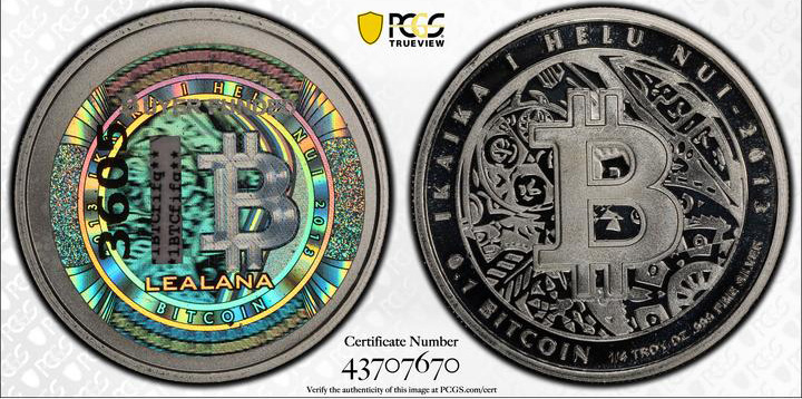 enlarged image for SP-70 (PCGS) Lealana 0.1 Bitcoin Sold for Nearly 500% Premium by Stack’s Bowers Galleries