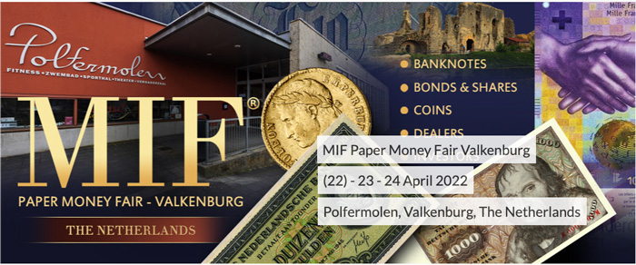 The inaugural MIF Paper Money Fair will take place in the Polfermolen in Valkenburg