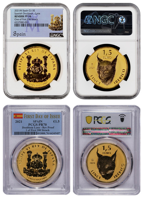 NGC and PCGS certified Spanish Doubloon gold bullion coins.