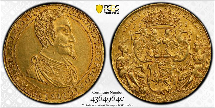 Medallic 10 Ducats, 1595. Vilnius Mint. Sigismund III. PCGS Genuine