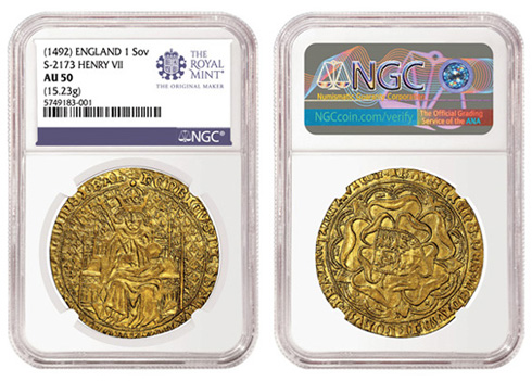 enlarged image for Very Rare NGC-certified Henry VII Sovereign Offered in Taisei Auction