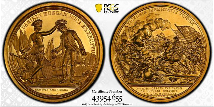 1781 (1839) Daniel Morgan at Cowpens gold medal.
