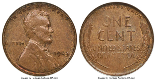 enlarged image for Rare Bronze 1943 Lincoln Cent, Called ‘Most Sought-After Error Coin of All Time,’ Comes to Heritage Auctions’ Long Beach Expo/Summer FUN Event