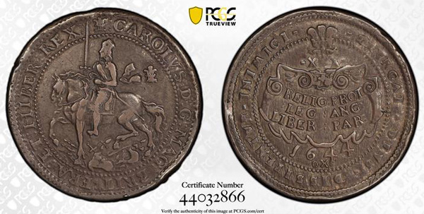 GREAT BRITAIN. Pound, 1644. Oxford Mint. Charles I. PCGS EF40.