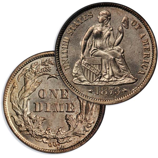 1873-CC With Arrows Liberty Seated Dime ex: Norweb/Battle Born/Bender Collections (Image courtesy of Stack's Bowers Galleries)