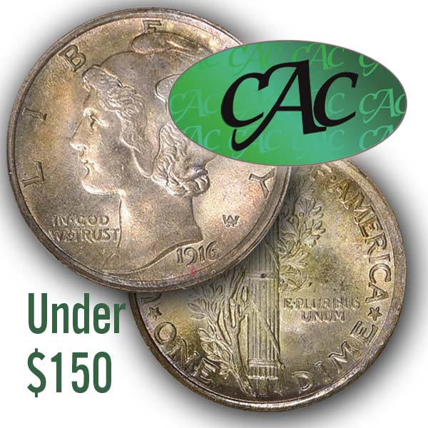 enlarged image for CAC Coins For Less Than $150 Each, Part 6: Mercury Dimes