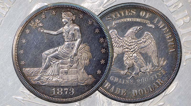 An American Trade Dollar dated 1873
