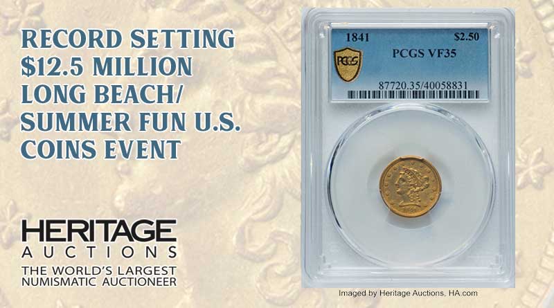 This rare 1841 Quarter Eagle led the event at $150,000
