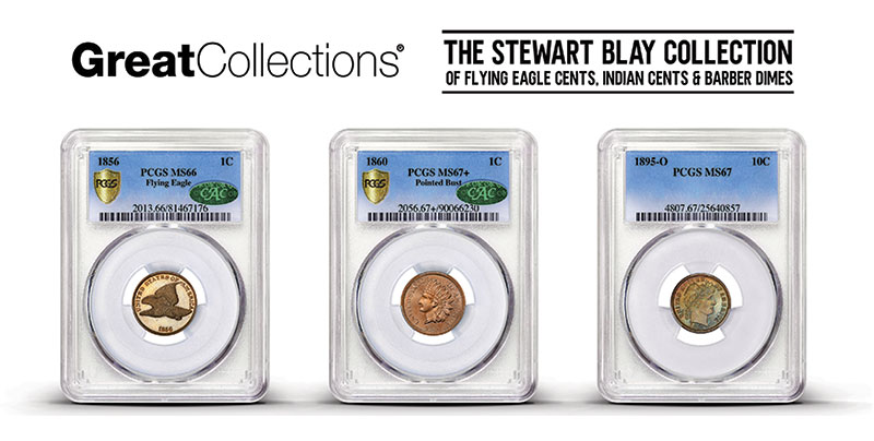 enlarged image for GreatCollections to Auction Stewart Blay Collection of Indian Cents, Flying Eagle Cents and Barber Dimes