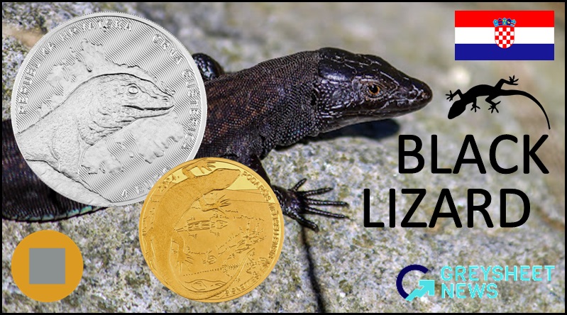 A detailed image ofthe Black Lizard features on new gold and silver coins.