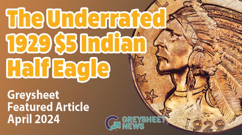 1929 $5 Indian half ealge (image courtesy of Heritage Auctions)
