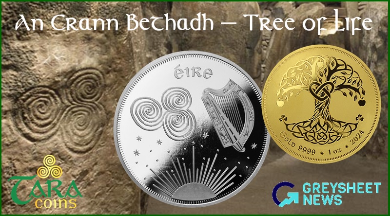 The ancient Tri-Spiral symbol is accurately replicated on both gold and silver medals.