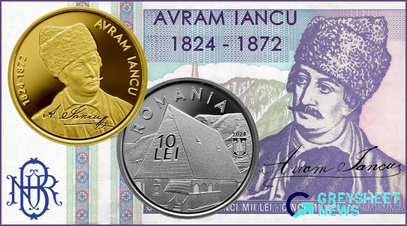 A familiar image of Avram Iancu appears on the obverse side of the new coins.
