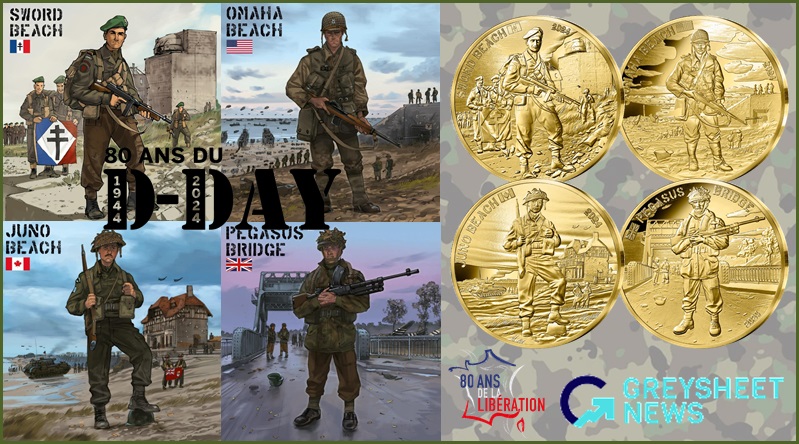 Four distinctive designs feature on new D-Day anniversary coins.