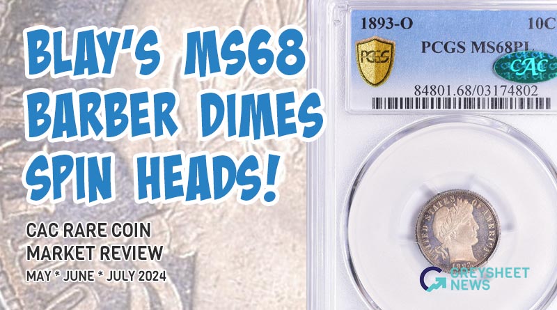 This amazing 1893-O Barber dime graded PCGS/CAC MS68 PL realized $140,625 at GreatCollections
