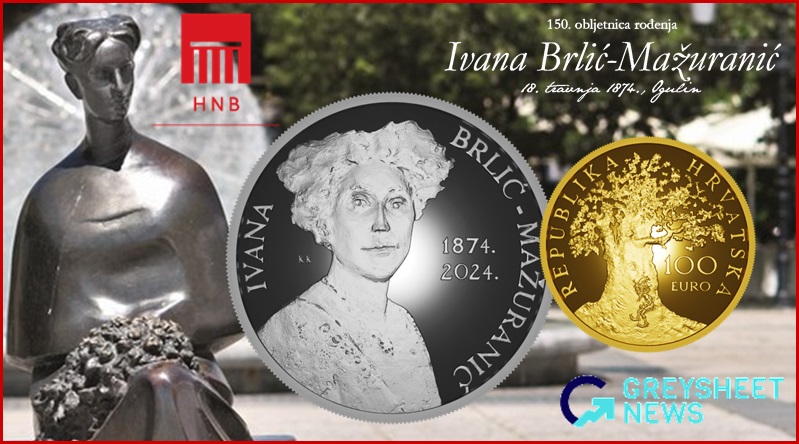 Children's author Ivana Brlić-Mažuranić features on new Croatian gold and silver coins.