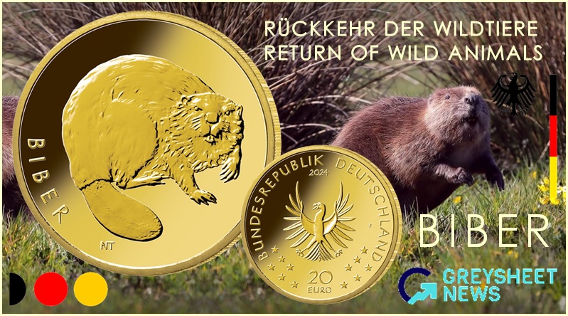 The Eurasian beaver is featured on the obverse side of this popular series.