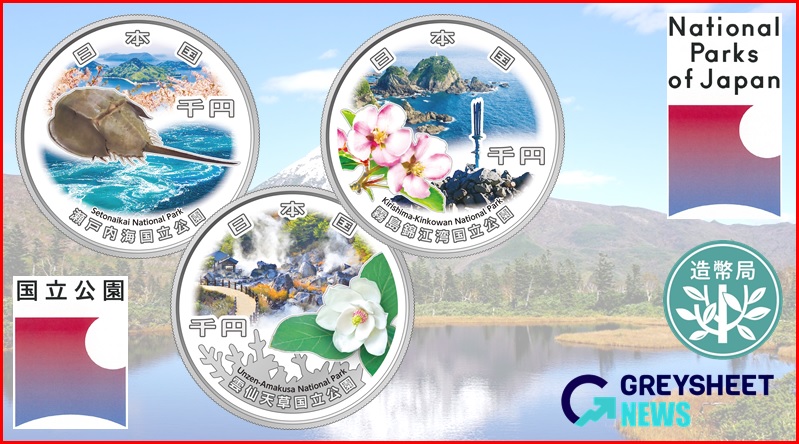 Each coin will feature a colour design representing Japan's national parks.