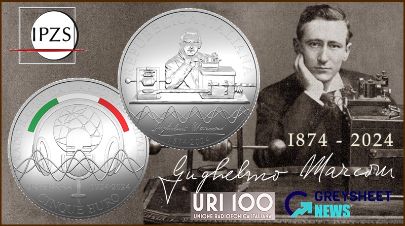 A familiar image of a young Marconi features on the obverse