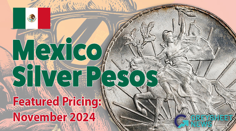 Mexico Silver Peso pricing from the November 2024 Greysheet Magazine