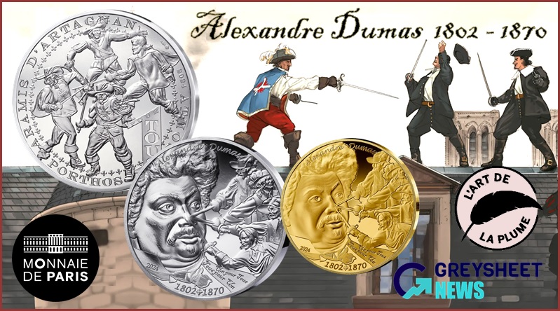 D'Artagnan, along with Athos, Porthos and Aramis features on the €100 silver coin's obverse